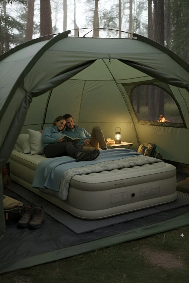 Kendi kendine şişen otomatik çift kişilik yatak